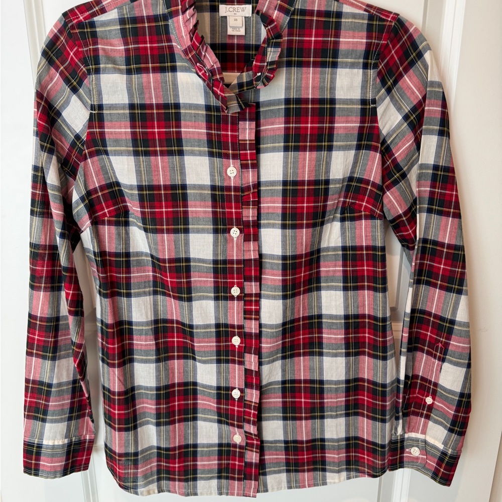 Red and Blue Plaid Button-Up Shirt